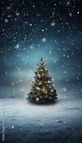 Wallpaper Mural christmas tree with snowfall Torontodigital.ca