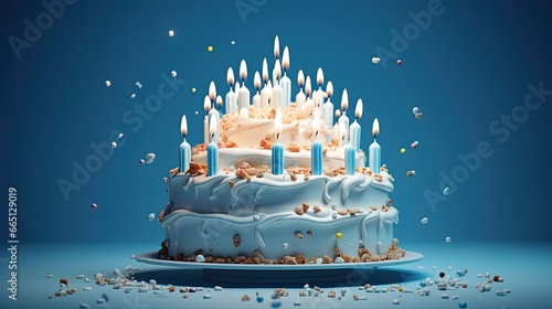 birthday cake with burning candles