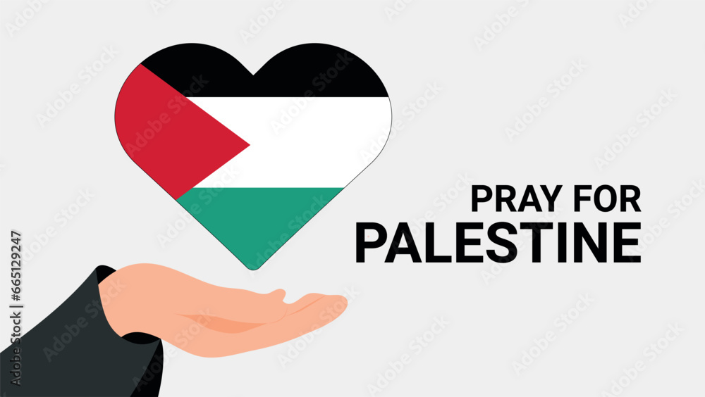 Flag of Palestine. Pray for Palestine poster. Country symbol. Vector