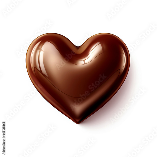 Chocolate heart isolated on white background. Realistic 3d illustration. Chocolate candy in the form of heart.