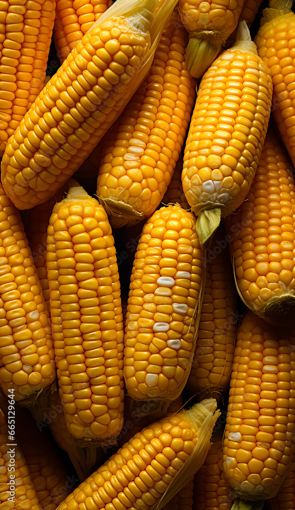 Pattern of fresh corn cobs as background. Close-up. ia generated Pattern of fresh corn cobs as background. Close-up. ia generated