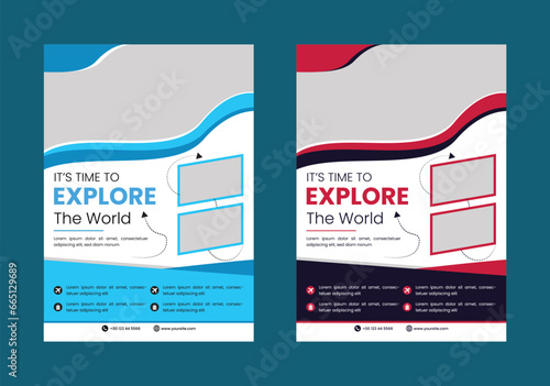 Travel business, web banner template design for social media. Traveling, summer holiday tour online marketing flyer, post design, Poster Design, Creative Design, Travel Flyer Layout with Colorful