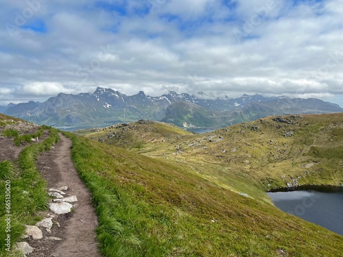 Scenic view of beautiful landscape in Lofoten, Norway