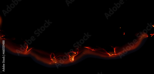 burning paper, glowing edge of paper on a black background