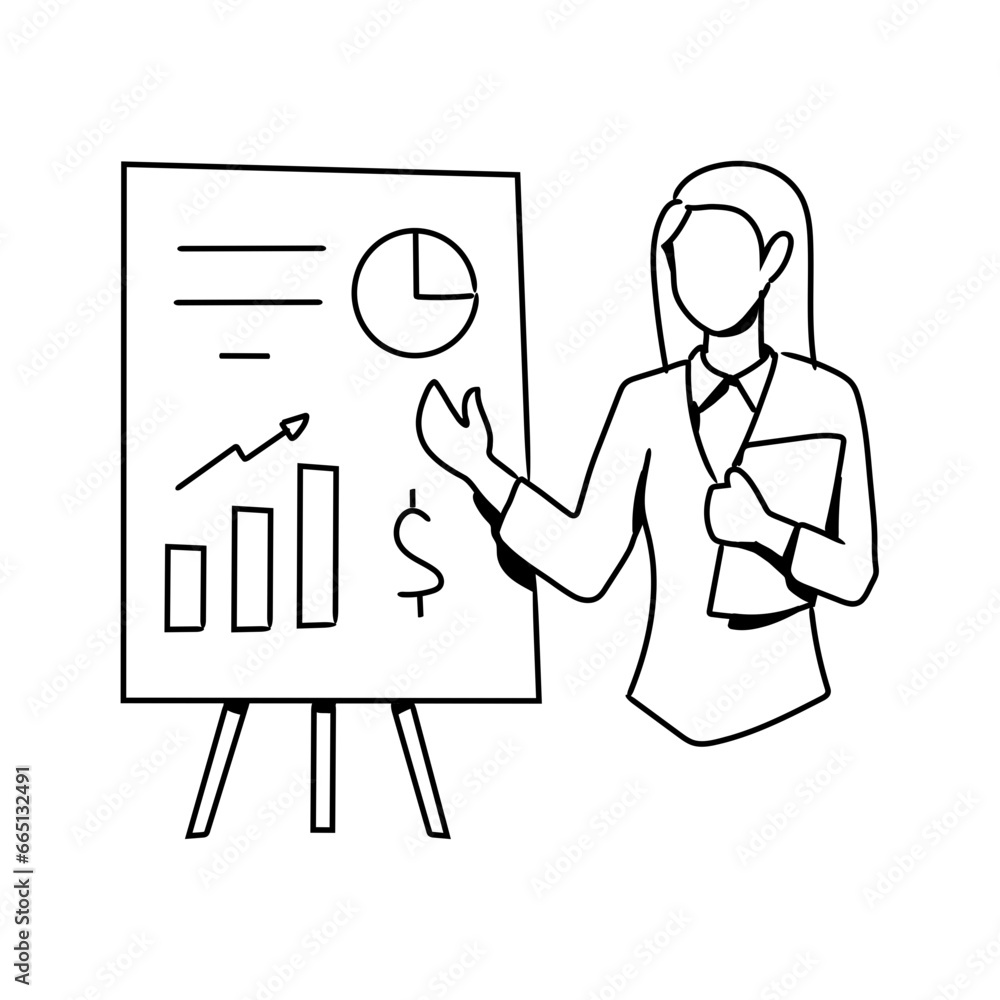 Engaging Business Presentation Handdrawn Icon Engaging Business Presentation Handdrawn Icon