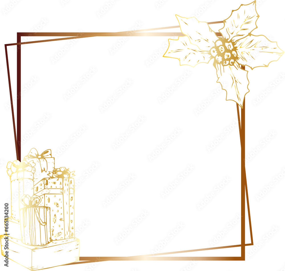 Obraz premium Christmas gold geometric frame.