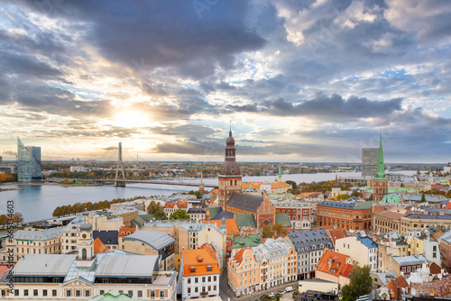 Panorama view from Riga cathedral on old town of Riga, Latvia