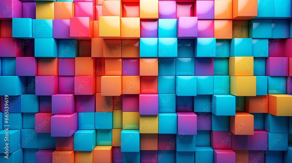 Abstract color metallic blocks data digital background. Generated AI Abstract color metallic blocks data digital background. Generated AI