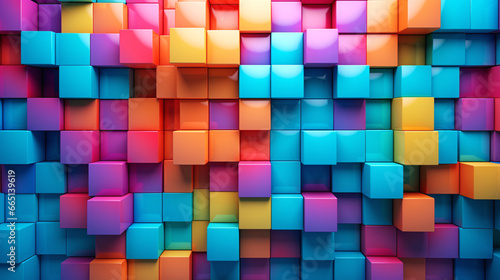 Abstract color metallic blocks data digital background. Generated AI