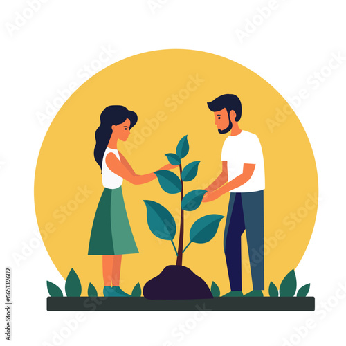 man and woman wth sprout