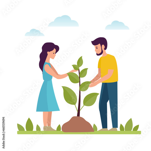 man and woman wth sprout