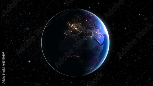 Fototapeta Naklejka Na Ścianę i Meble -  Beautifull Planet Earth in the Night Sky Full of Stars