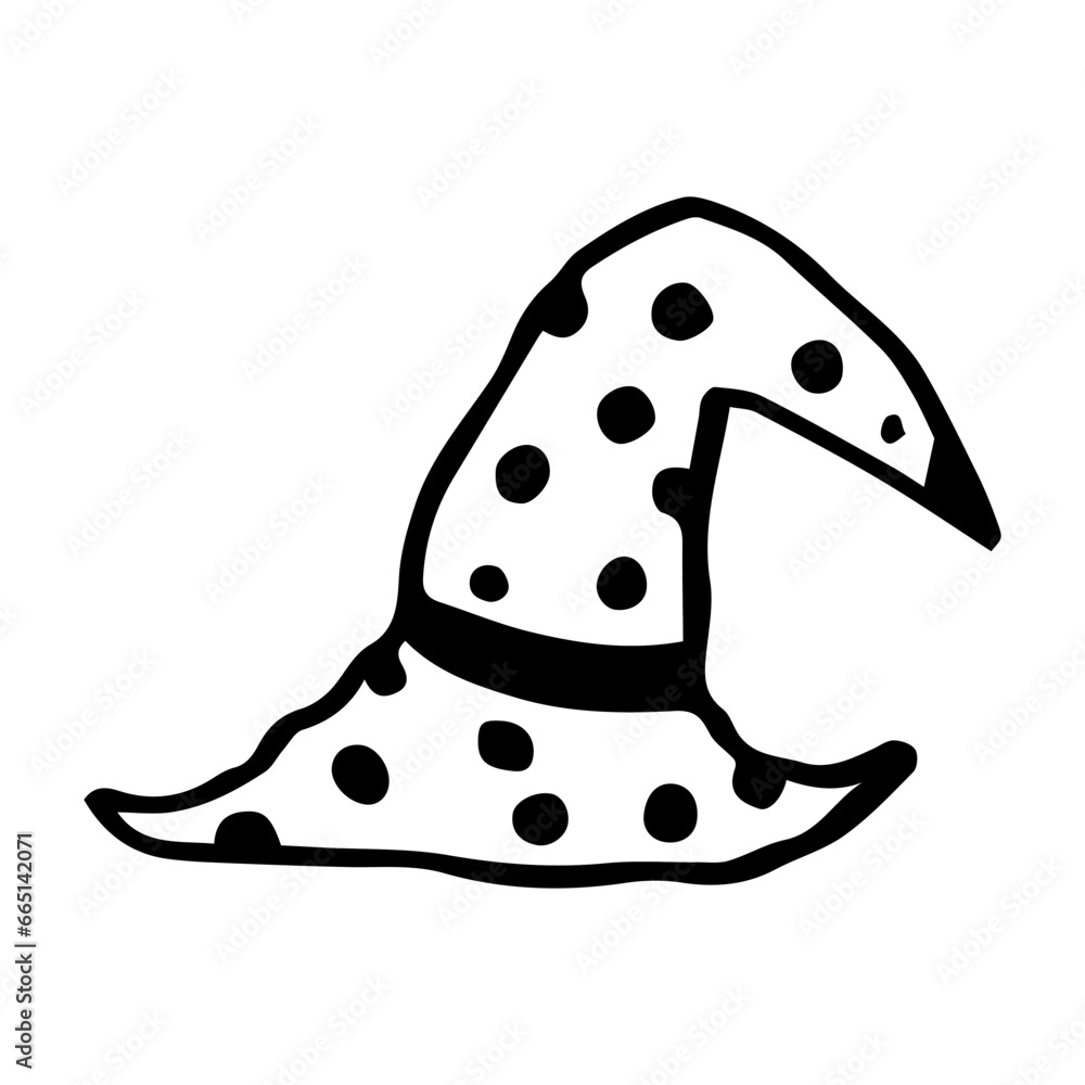 Vector element witch witch hat funny doodle. Vector element witch witch hat funny doodle.