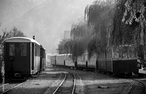 steam trains waiting for passengers in the station
