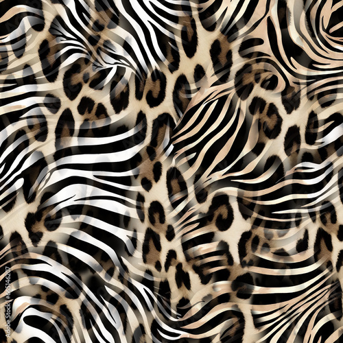 Mixed animal pattern  zebra and leopard pattern  animal fur.