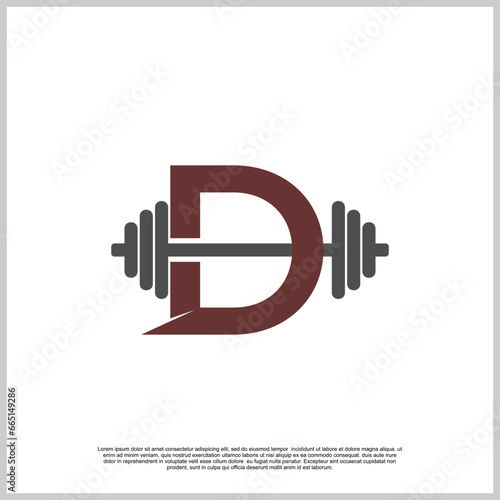 Letter gym with barbel logo design template unique concept Premium Vector