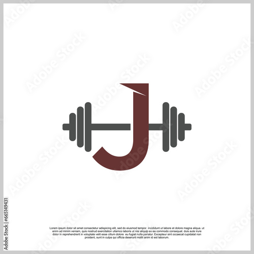 Letter gym with barbel logo design template unique concept Premium Vector