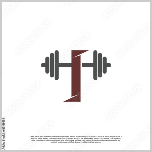 Letter gym with barbel logo design template unique concept Premium Vector