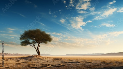 A lone tree in a vast desert, a testament to life's ability to thrive in the harshest conditions.