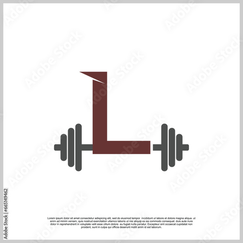 Letter gym with barbel logo design template unique concept Premium Vector