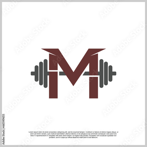 Letter gym with barbel logo design template unique concept Premium Vector