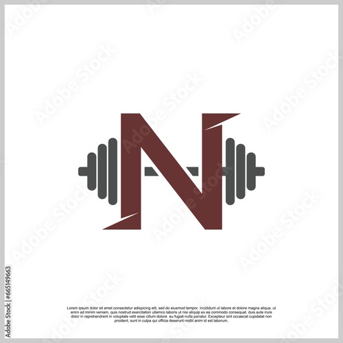 Letter gym with barbel logo design template unique concept Premium Vector