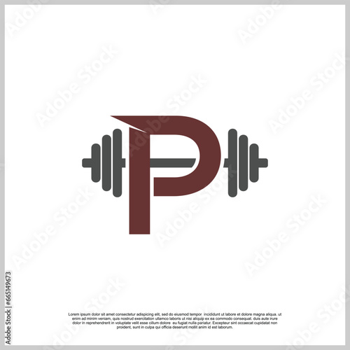 Letter gym with barbel logo design template unique concept Premium Vector