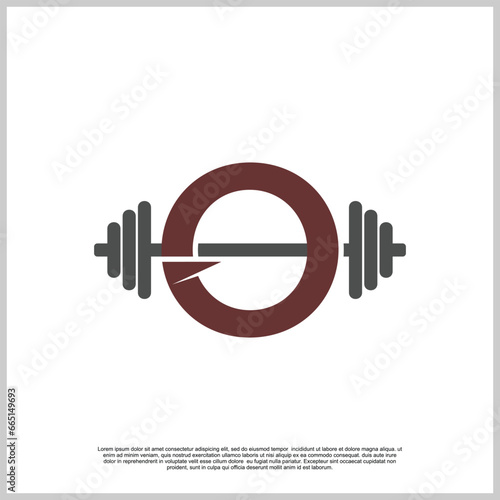 Letter gym with barbel logo design template unique concept Premium Vector