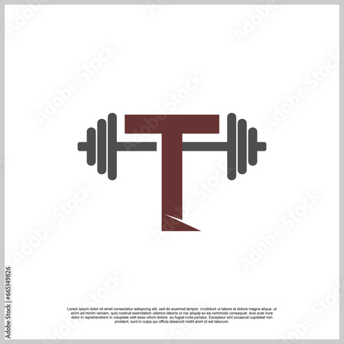 Letter gym with barbel logo design template unique concept Premium Vector