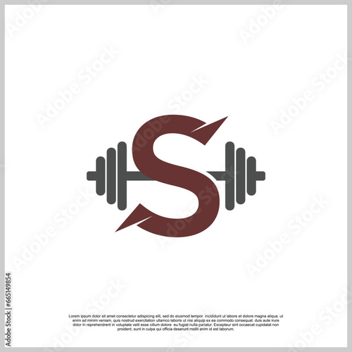 Letter gym with barbel logo design template unique concept Premium Vector