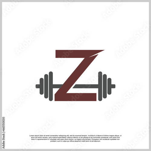 Letter gym with barbel logo design template unique concept Premium Vector