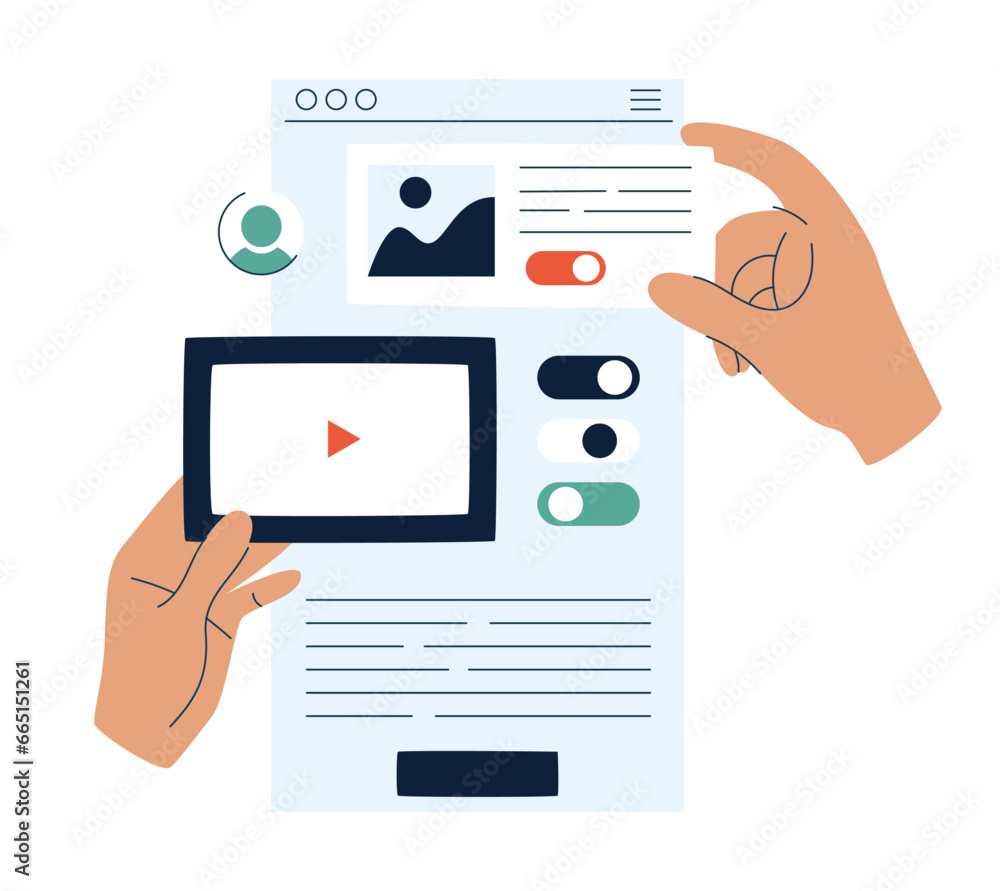 UI UX design of mobile app concept. Abstract phone application interface creation process. UI UX design of mobile app concept. Abstract phone application interface creation process.