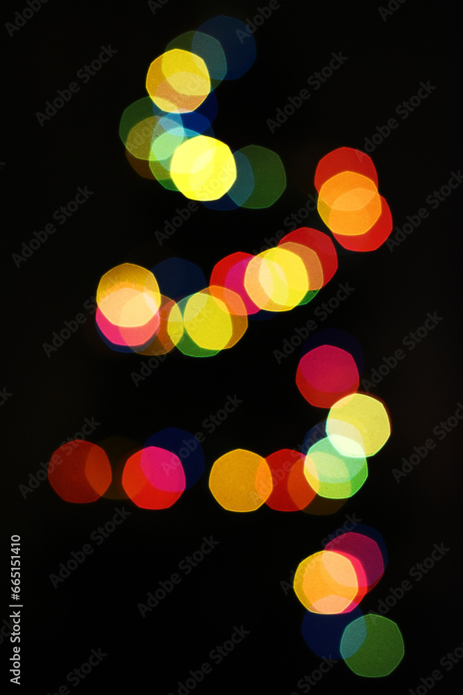 colored lights in the Christmas tree