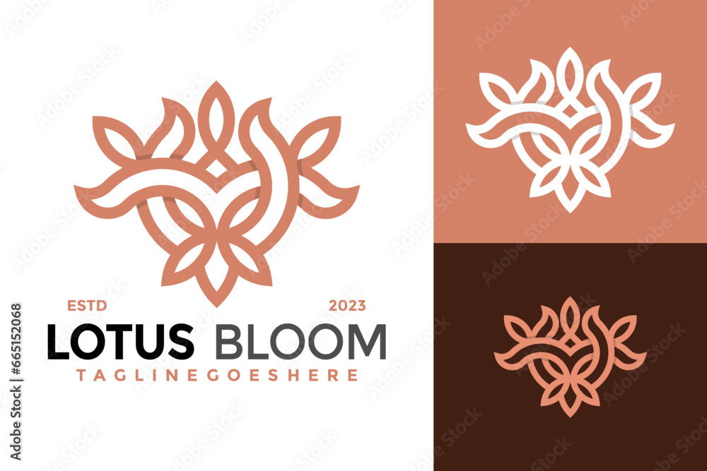 Beauty Lotus Bloom Logo design vector symbol icon illustration