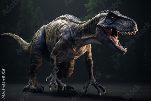 3D render of a tarbosaurus dinosaur. Generative AI © Leandro