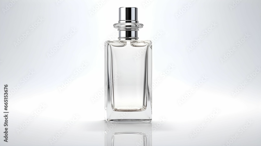 AI generated illustration of a glass bottle of perfume on a clear background AI generated illustration of a glass bottle of perfume on a clear background