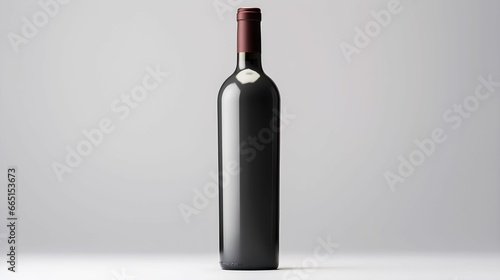AI generated illustration of a bottle of wine sitting on a plain gray background
