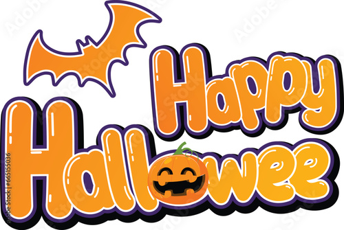 Happy Halloween lettering with pumpkin