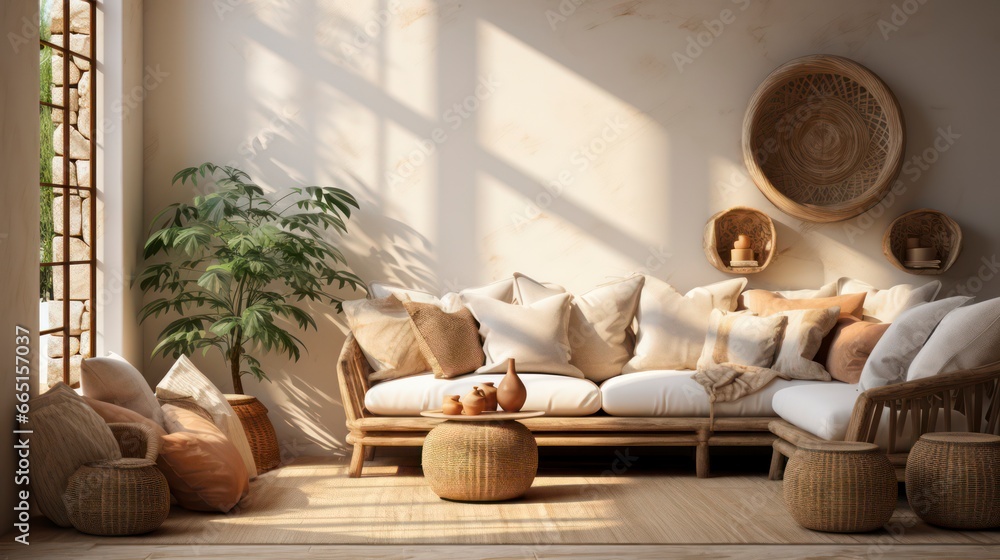 Boho style interior mockup Boho style interior mockup