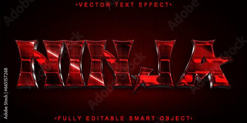 Fighter Ninja Red Vector Fully Editable Smart Object Text Effect