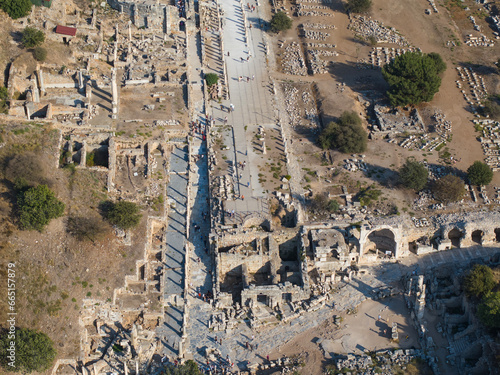 Ephesus Antique City (Efes Antik Kenti) Drone Photo, Selcuk Izmir, Turkey (Turkiye)