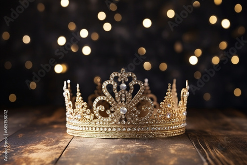 A sparkling New Year's tiara on a celebration hat, love and creativity with copy space