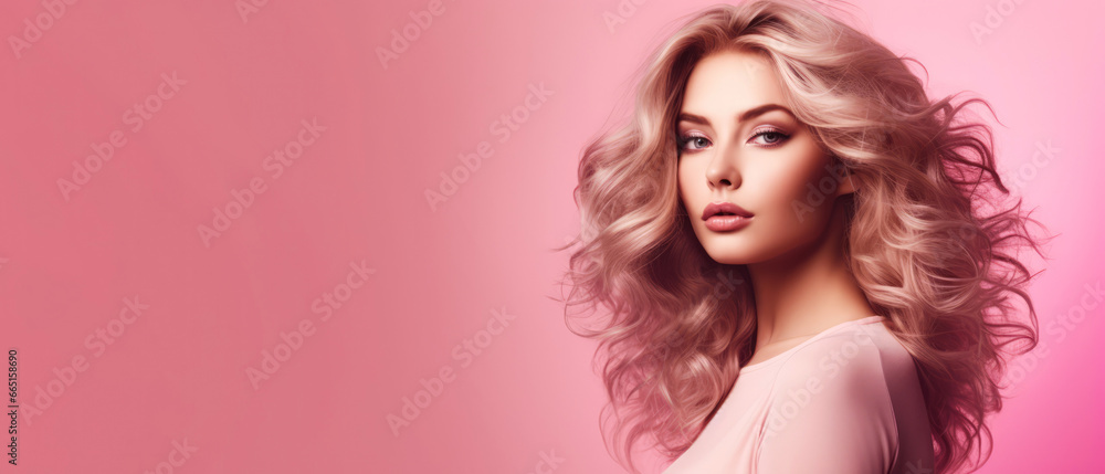 Charming smiling girl, young woman, female with pink hair isolated on pink background. Youth Female portrait shoot. Close up. Mockup, template with copy space. Generative ai. Charming smiling girl, young woman, female with pink hair isolated on pink background. Youth Female portrait shoot. Close up. Mockup, template with copy space. Generative ai.