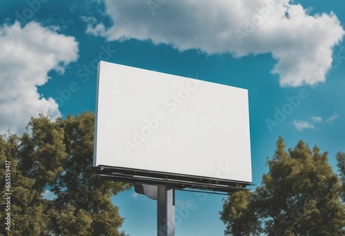 Vibrant billboard stands in the middle of a busy street on a sunny day, AI-generated.