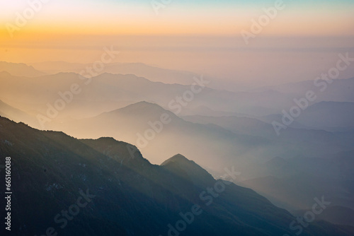 Wugong Mountain, Pingxiang City, Jiangxi Province - sea of clouds and mountain scenery at sunset photo