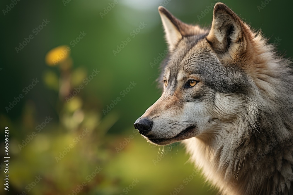 A beautiful gray wolf in the wild.