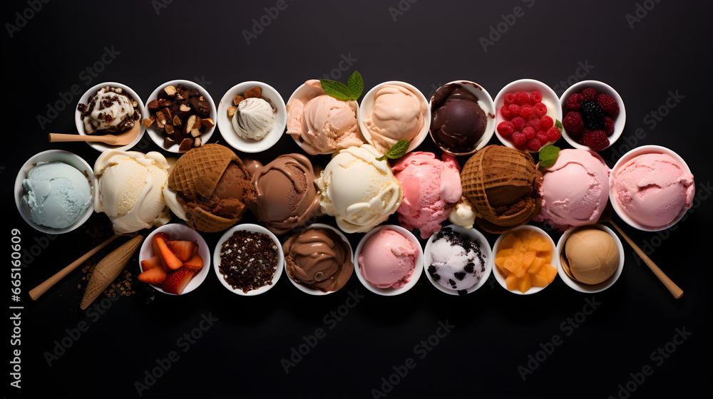 Top-View Images of Various Ice Cream Flavors Top-View Images of Various Ice Cream Flavors