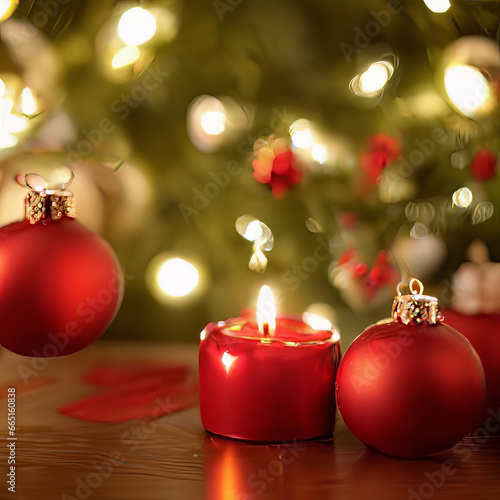christmas decoration with candle and christmas tree