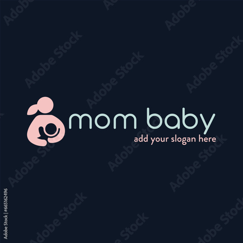 mom baby care logo design vector
