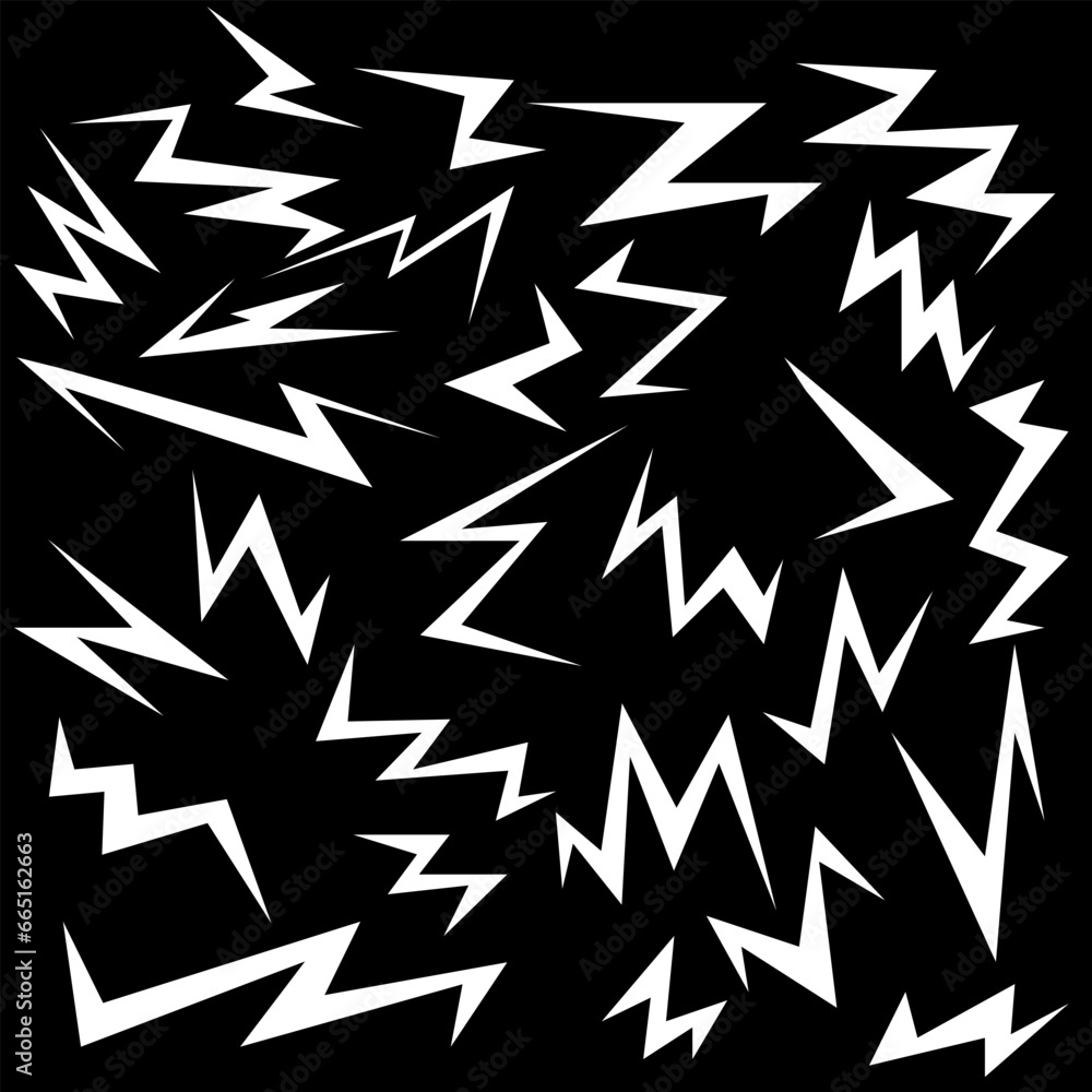 Vector abstract pattern in the form of white zigzags and lines on a black background Vector abstract pattern in the form of white zigzags and lines on a black background